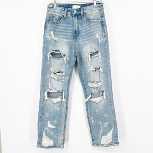 Petra153 High Rise Distressed Straight Leg Jeans